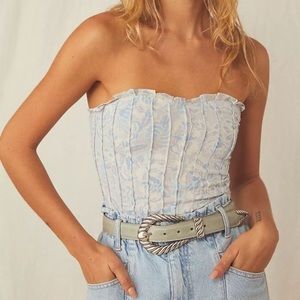 Free People Blue Strapless Top